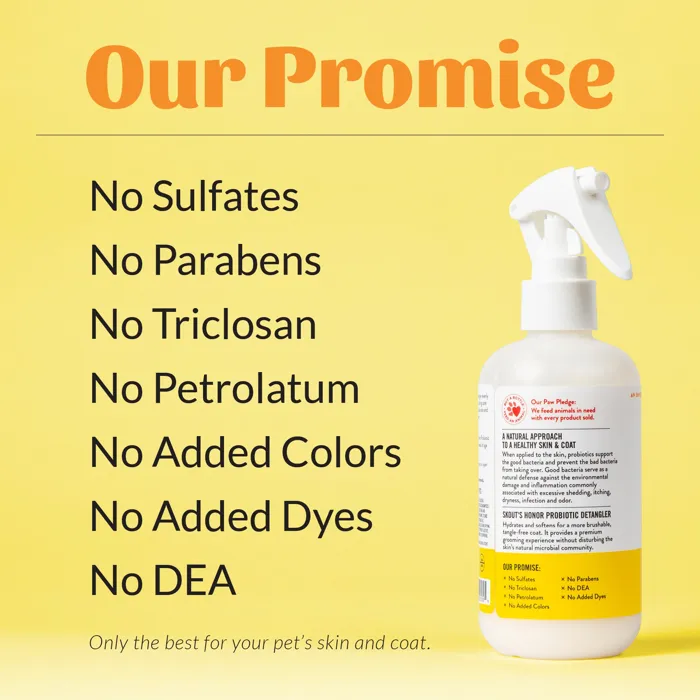 Skout's Honor Probiotic Detangler Honeysuckle 8 oz back label