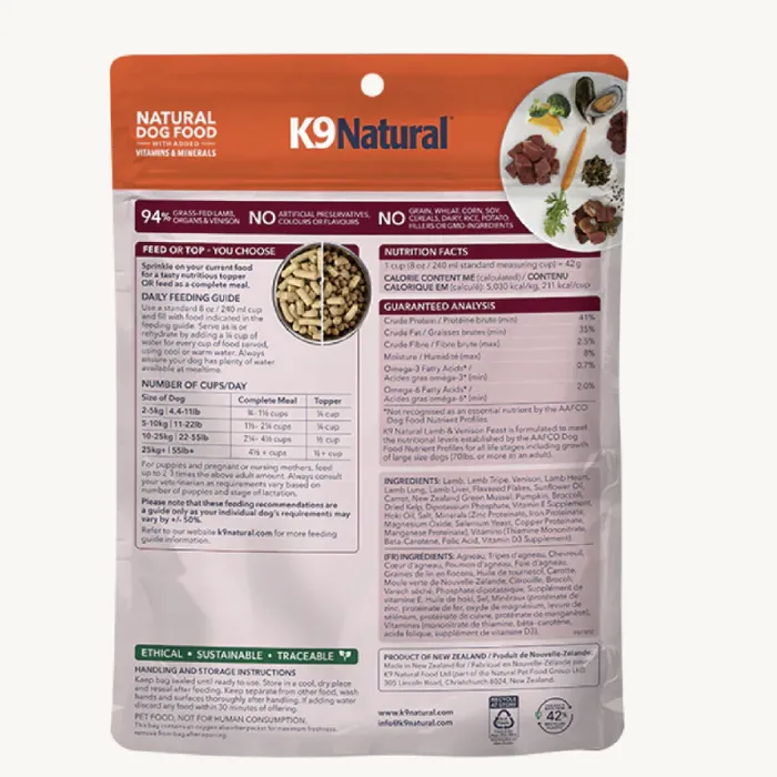K9 Natural D Gf Fzd Lamb Venison 3.5oz
