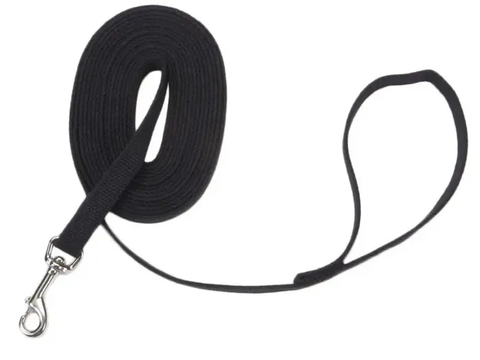 Cotton Web Dog Training Leash - Black 5/8" X 15'