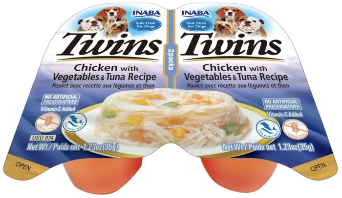 Inaba Ciao Dog Twin Cups Chicken With Vegetables & Tuna 6/tray