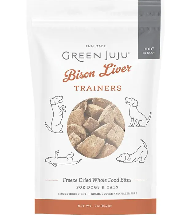 Green Juju Dog Bison Liver Training Treat 3oz 12=c