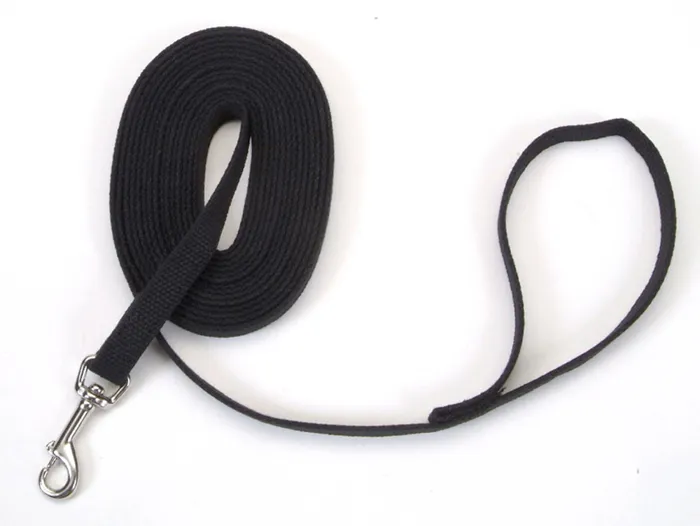 Cotton Web Dog Training Leash - Black 5/8" X 20'