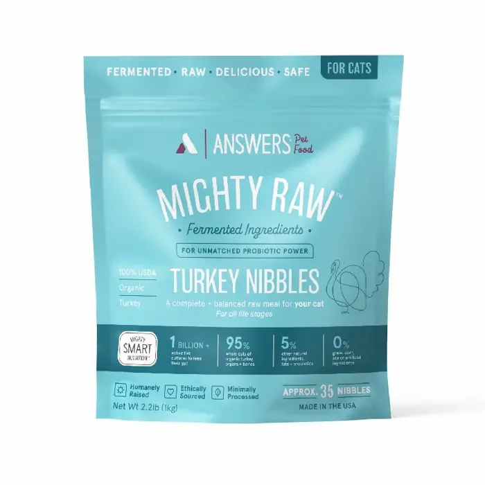 Answers Frzn Cat Mighty Raw Turkey Nibbles 2.2#