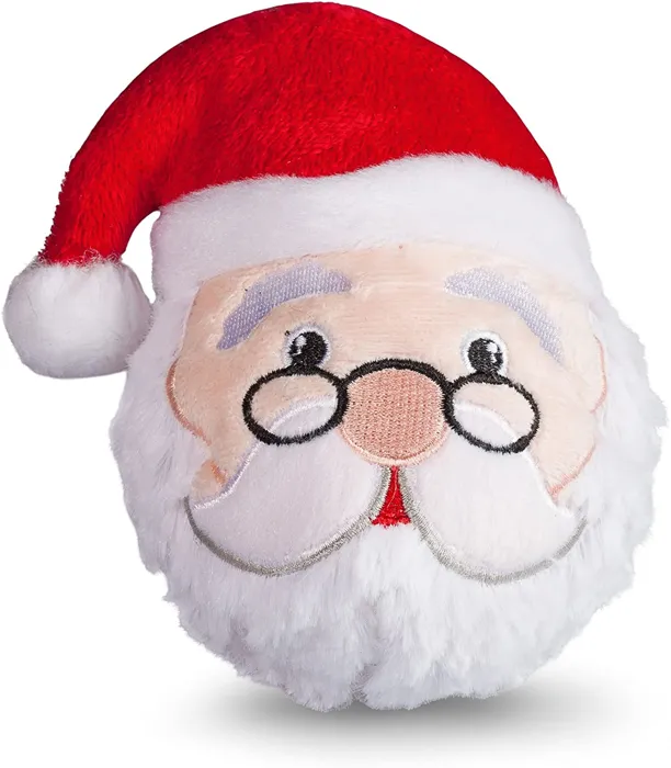 Fab Dog Santa Fabball S plush dog toy front view