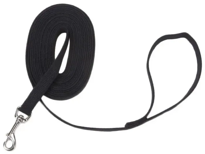 Cotton Web Dog Training Leash - Black 5/8" X 10'