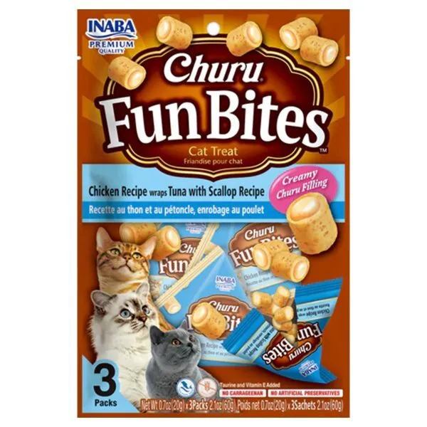 Inaba Cat Churu Fun Bites Ckn Tuna Scallop 2.1 Oz