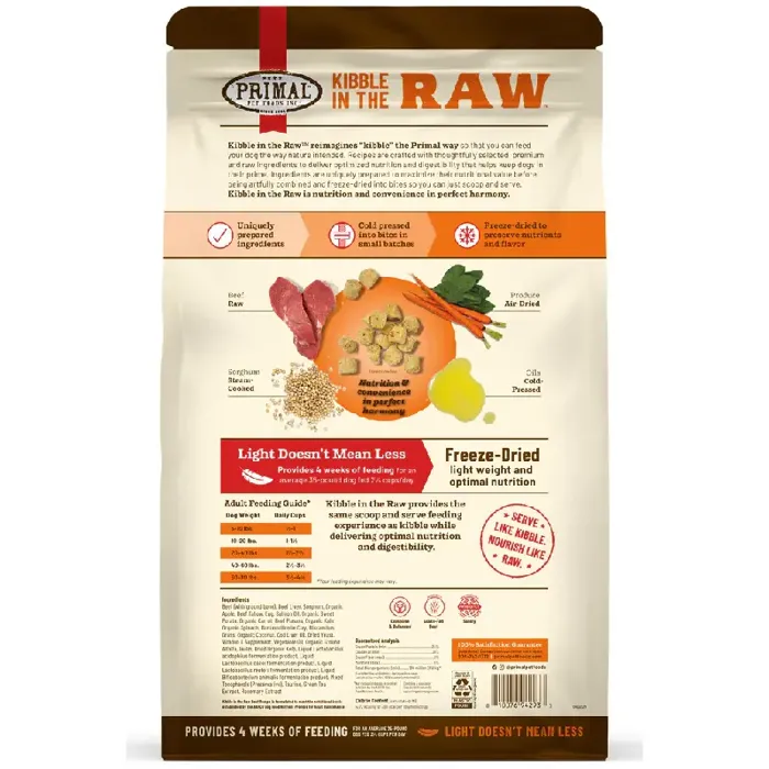 Primal Kibble In the Raw Fd Dog Food Bf 9-lb