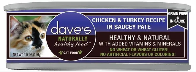 Dpf Cat Naturally Healthy Chicken & Turkey Recipe In Saucey Pate-12/5.5 Oz Cans