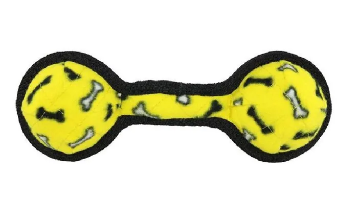 VIP Tuffy Jr 2 Ball Tug Bone Yellow