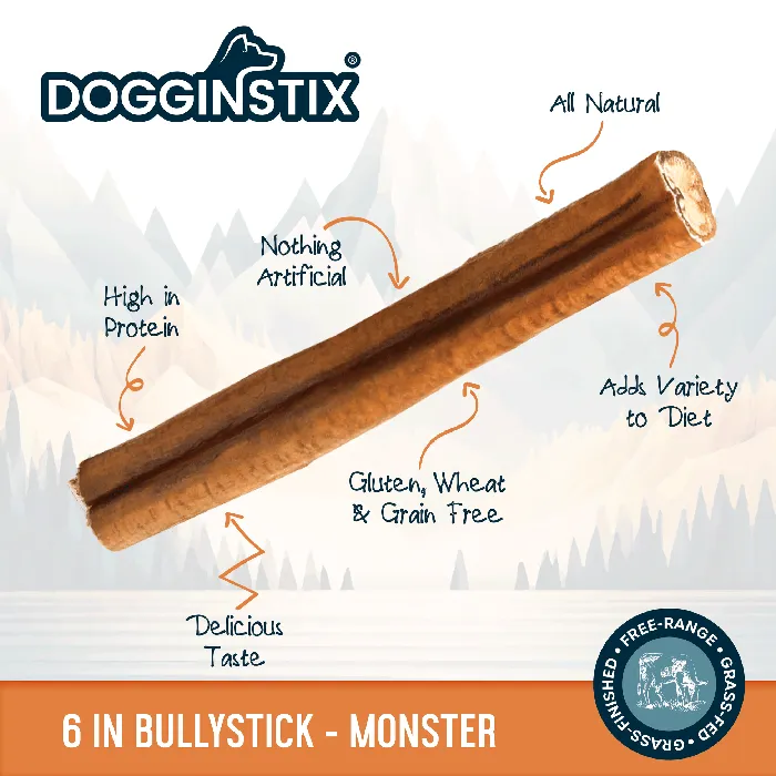 Dogginstix 6-inch Monster bully stick close-up