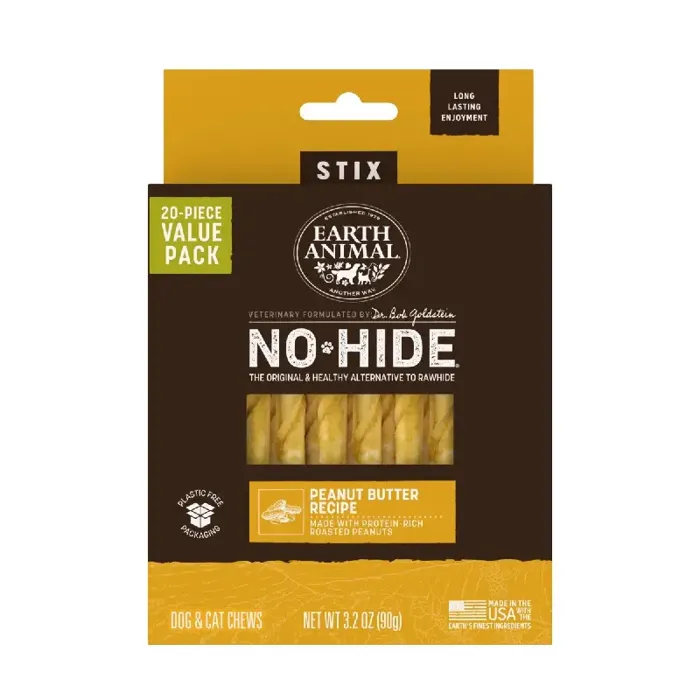 Earth Animal No-hide Chew Peanut Butter Stix 20-pk