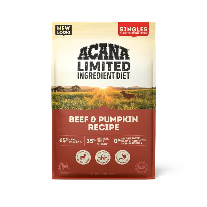 Acana Singles Lid Dry Dog Food Beef Pumpkin 13-lb