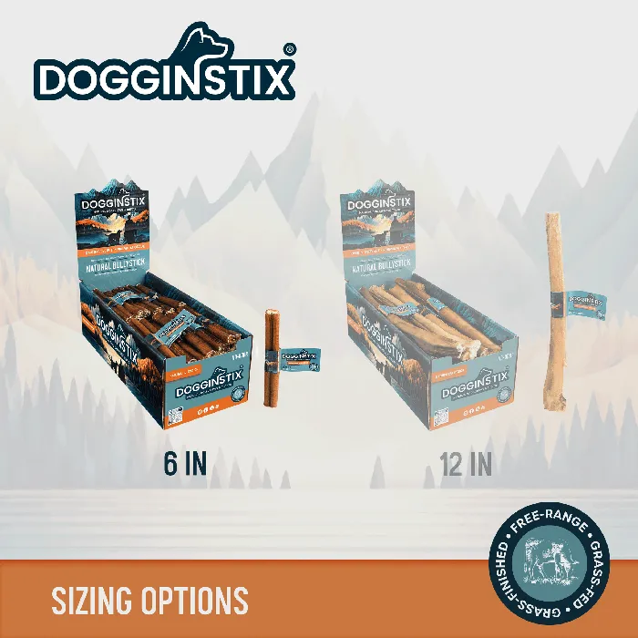 Dogginstix 6-inch Monster bully stick size comparison