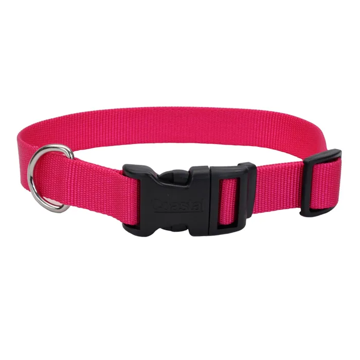 Adjustable Dog Collar With Plastic Buckle Pink Flamingo Med - 1" X 14"-20"