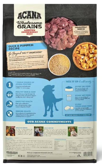 Acana Wholesome Grains Duck & Pumpkin Dry Dog Food 22.5-lb