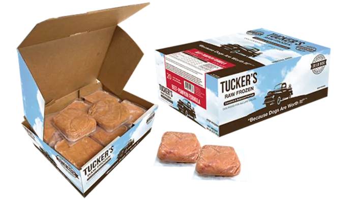 Tucker's Raw Beef & Pumpkin 20-lb bulk box and patties