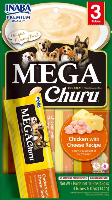 Inaba Dog Mega Churu Chicken Cheese 5.7 Oz 6/tray