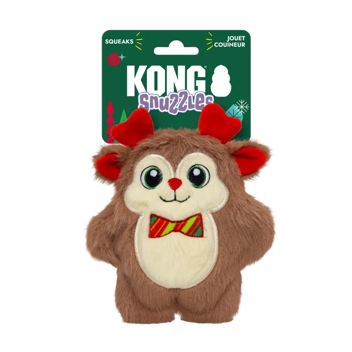 KONG Holiday Snuzzles Bow Tie Reindeer Small packaged front