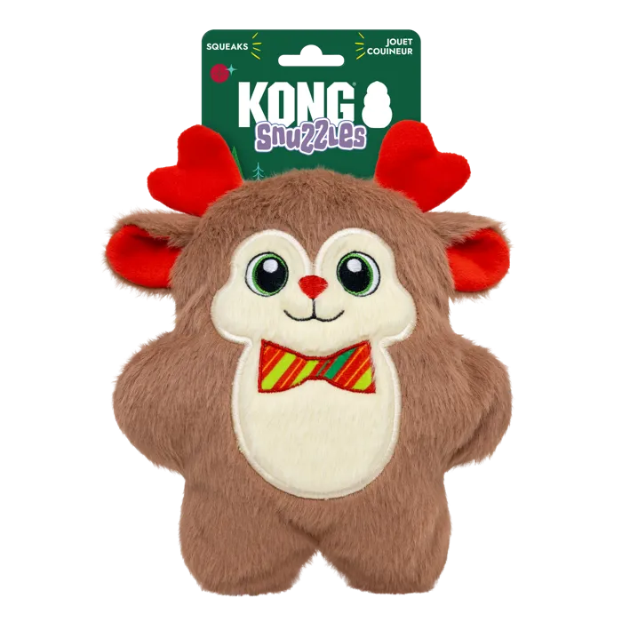 KONG Holiday Snuzzles Bow Tie Reindeer Medium front packaging