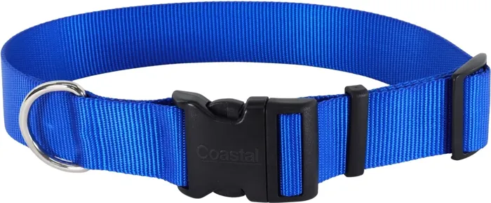 Coastal adjustable dog collar blue, large, close front view