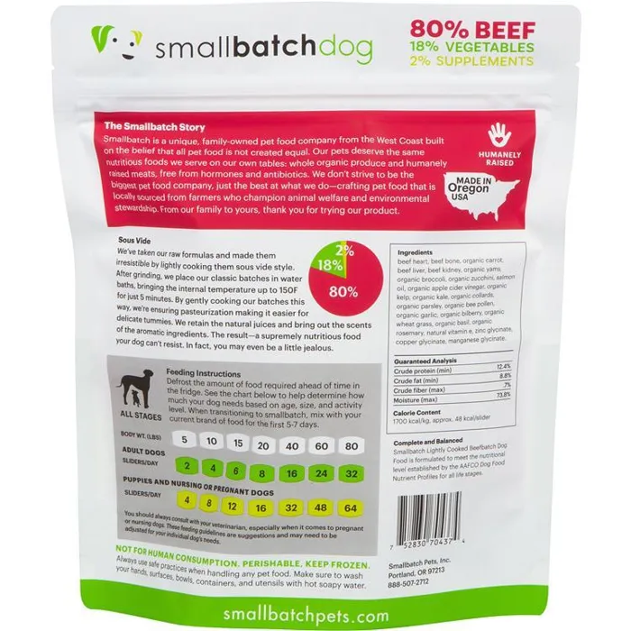 Smallbatch Dog Frozen Lightly Cooked Beef 2-lb